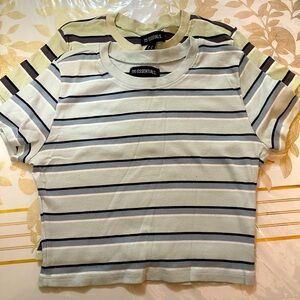 Set Of 2 Essentials Striped Cotton Crop Top Size XL (fits M/ L Not XL)